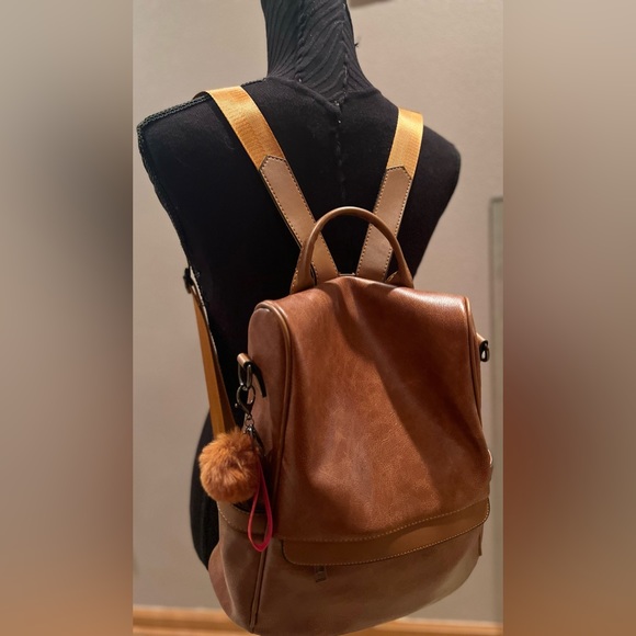 Handbags - High Quality Vegan Leather Brown 3-Way Bag